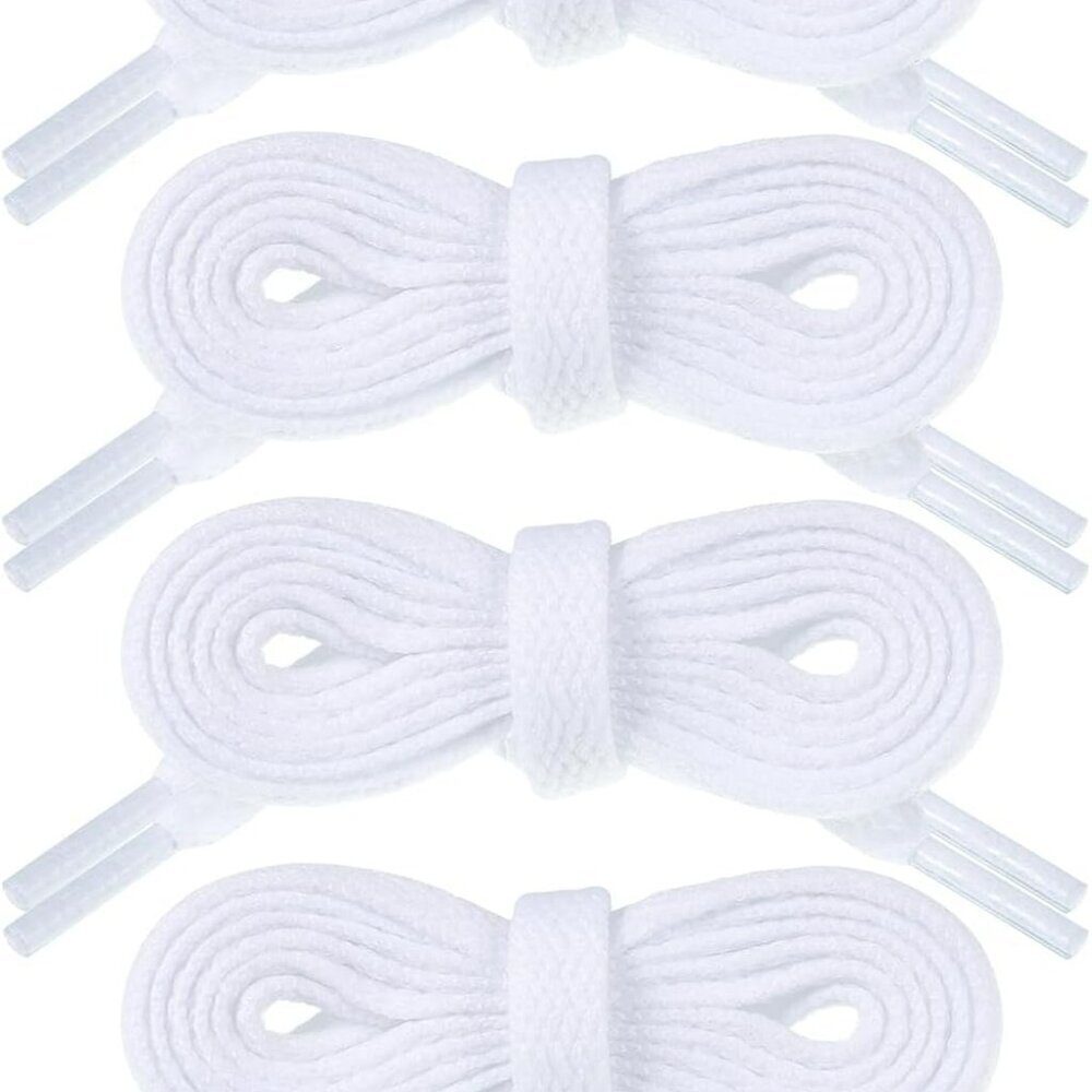 Flat Shoe Laces 4 Pair White Sneakers Athletic